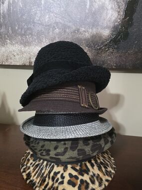 Stacked Women's Fashion Hats - Black, Brown, Gray, Olive Leopard, Leopard Print